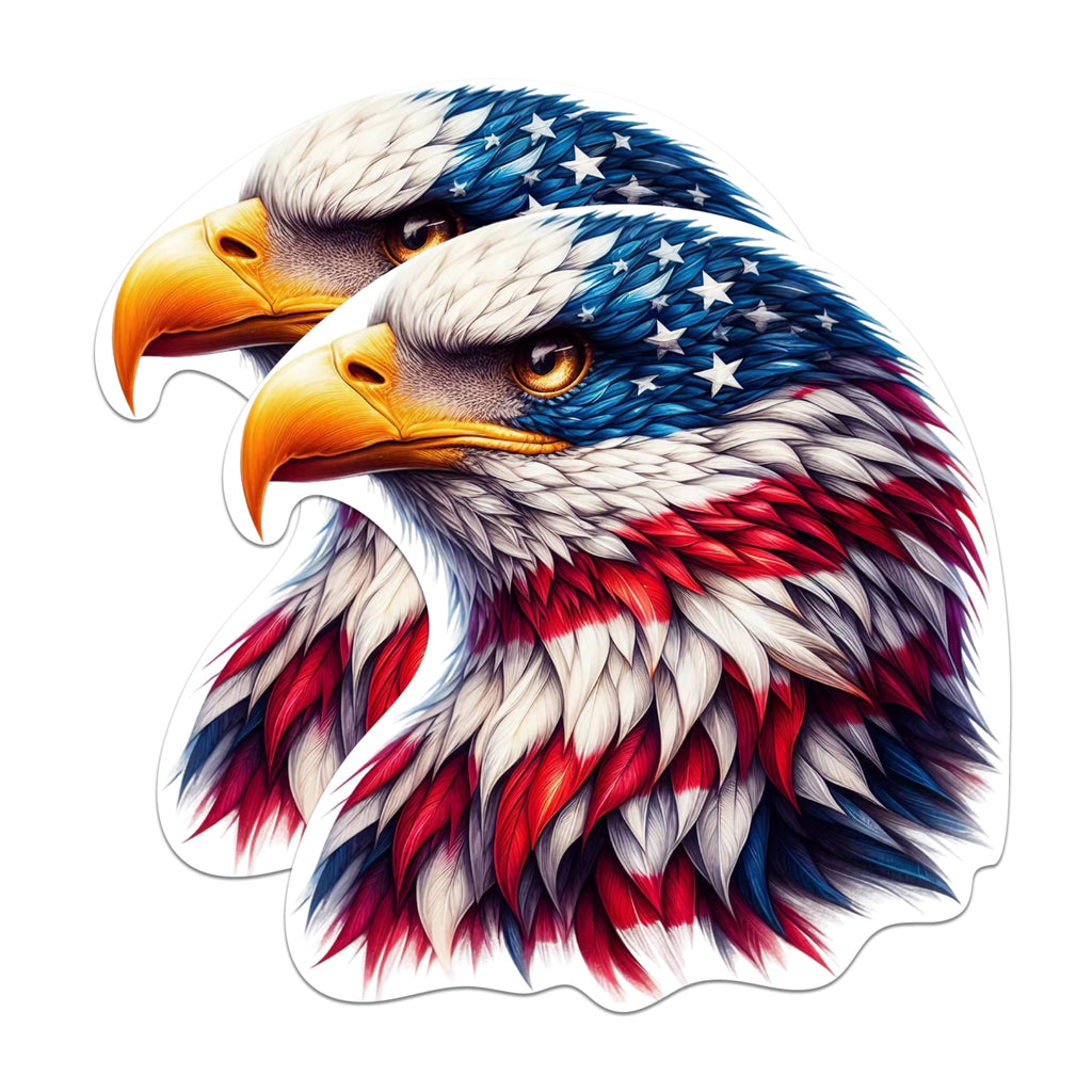 (2 Pack) Patriotic USA Flag Bald Eagle Screaming Eagle Magnets - USA Flag - 5 Inches On Longest Side - Premium Magnet - for Cars, Refrigerators, Toolboxes - Made in USA - MAG2111