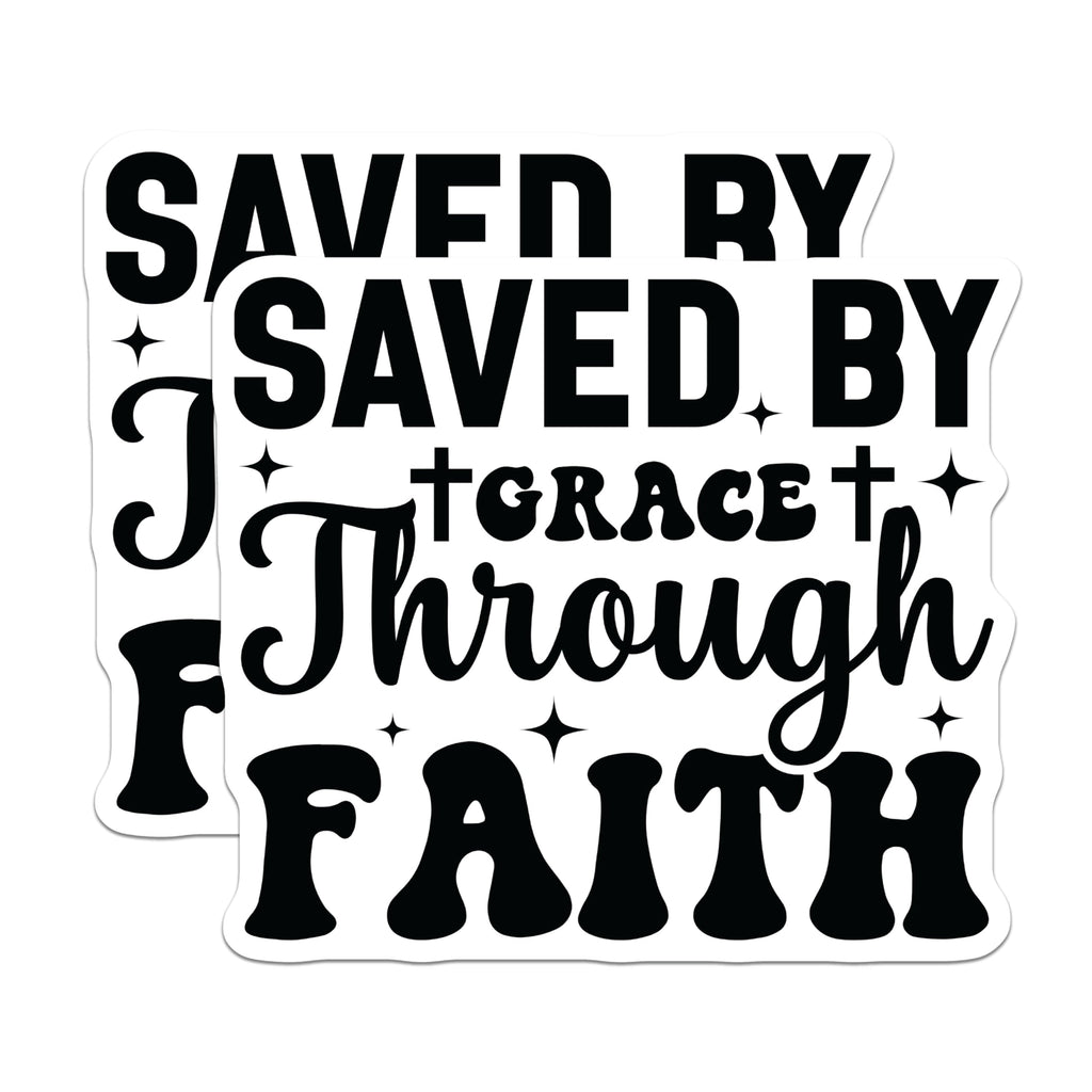 (2 Pack) Saved By Grace Through Faith Magnets - Christian Religious Magnet - Inspirational Scripture Verse Magnets - 5 Inches On Longest Side - Thick Durable Magnet - Made in USA - MAG27623