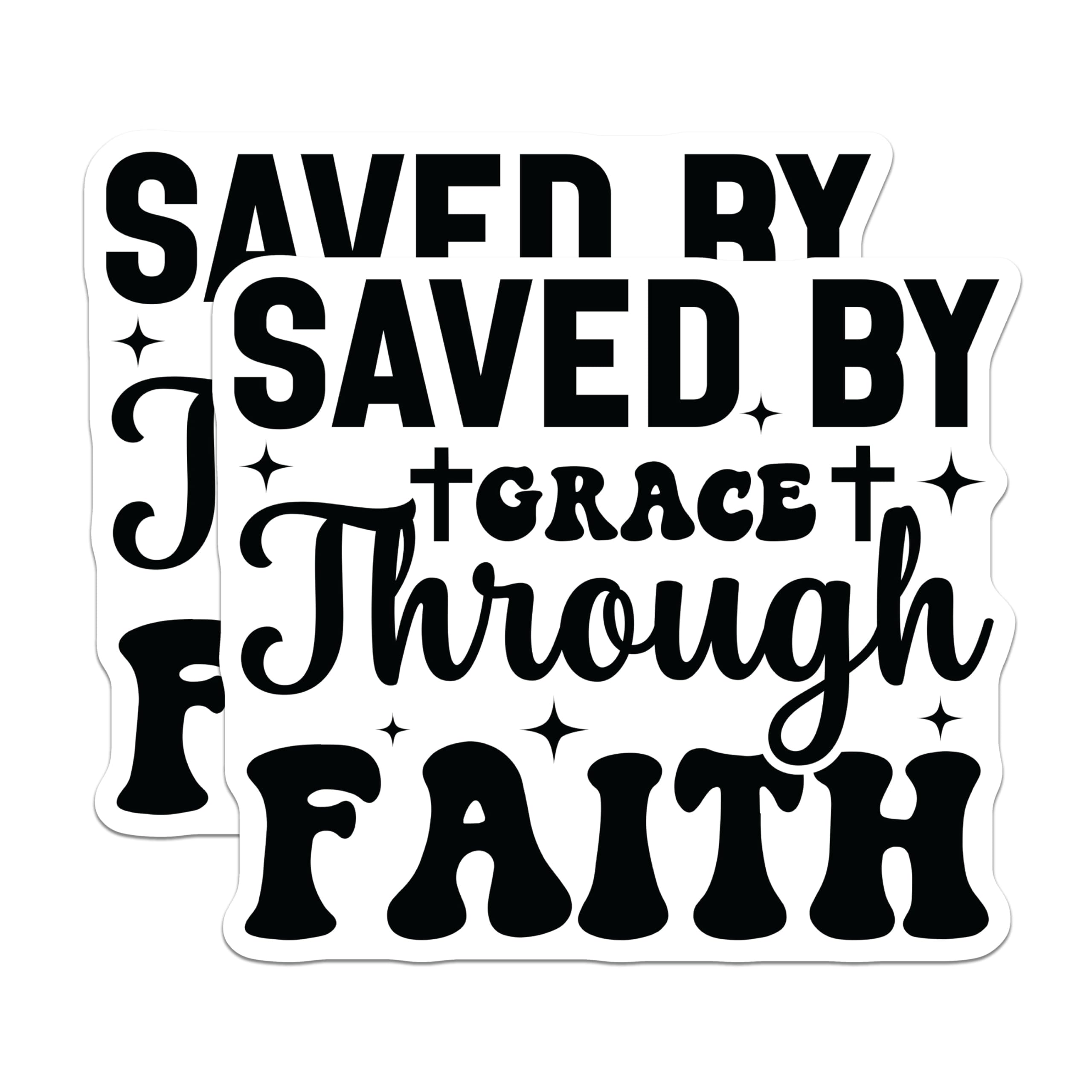 (2 Pack) Saved By Grace Through Faith Magnets - Christian Religious Magnet - Inspirational Scripture Verse Magnets - 5 Inches On Longest Side - Thick Durable Magnet - Made in USA - MAG27623