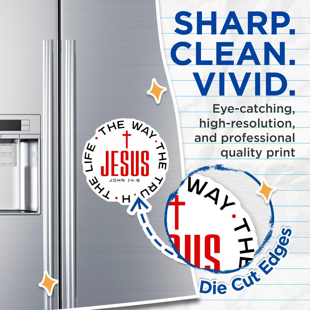 (2 Pack) Christian Magnets - Jesus The Way The Truth The Life - Bible Verse John 14 6 - Faith Inspired Decor - 5 Inches On Longest Side - Thick Durable Magnet - Made in USA - MAG29846