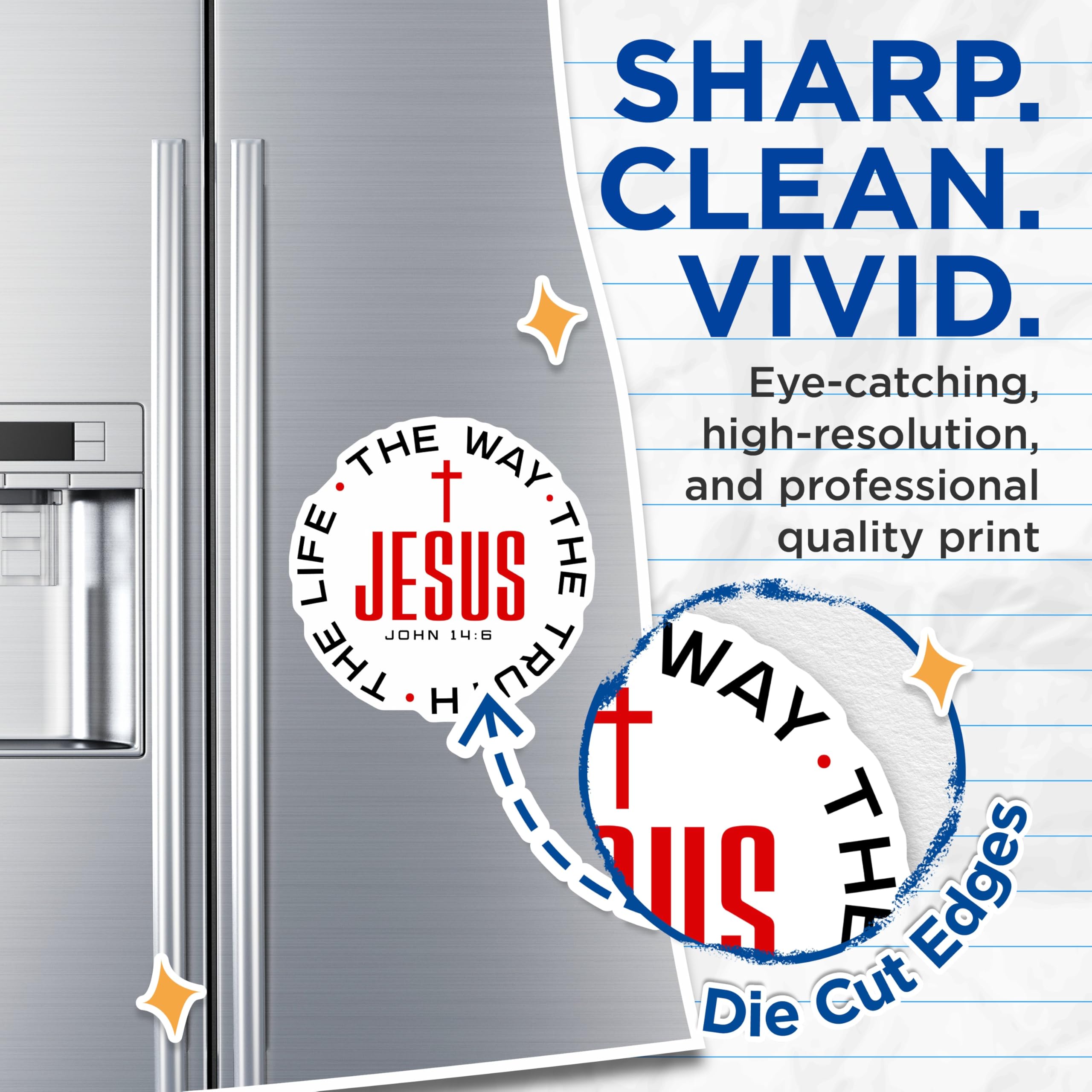(2 Pack) Christian Magnets - Jesus The Way The Truth The Life - Bible Verse John 14 6 - Faith Inspired Decor - 5 Inches On Longest Side - Thick Durable Magnet - Made in USA - MAG29846