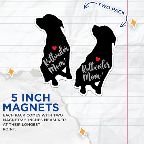 (2 Packs) Rottweiler Mom Magnets - Rottweiler Dog Breed Magnets - 5 Inches On Longest Side - Premium Magnet - for Fridges, Toolboxes, Cars - Made in USA - MAG2517