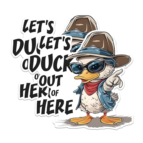 (2 Pack) Funny Duck Stickers - Cartoon Duck - Duck Out of Here - Cool Duck - Cute Duck - 5" On Longest Side - Sticks to Any Smooth Flat Surface - Made in USA - BMCS2610