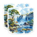 (2 Pack) Waterfall Landscape Stickers - Nature Scenic Stickers - Waterfall Art - Outdoor Adventure Stickers - 5" On Longest Side - Sticks to Smooth Flat Surfaces - Made in USA - BMCS5203