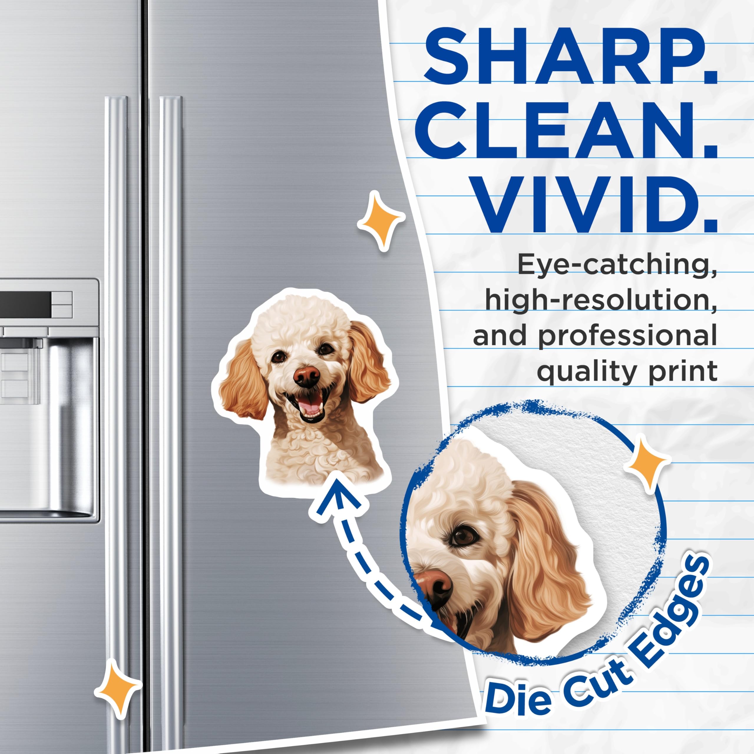 (2 Pack) Happy Poodle Magnets - Dog Mom Poodle Decor - Pet Owner Fridge Locker Accessory - 5 Inches On Longest Side - Thick Durable Magnet - Made in USA - MAG30816