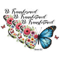 (3 Pack) Butterfly Decals - Floral Butterfly - Be Transformed Romans 12 2 Scripture Decal - 3 Inches On Longest Side - Easy Peel & Apply - Made in USA - 3MCS1627