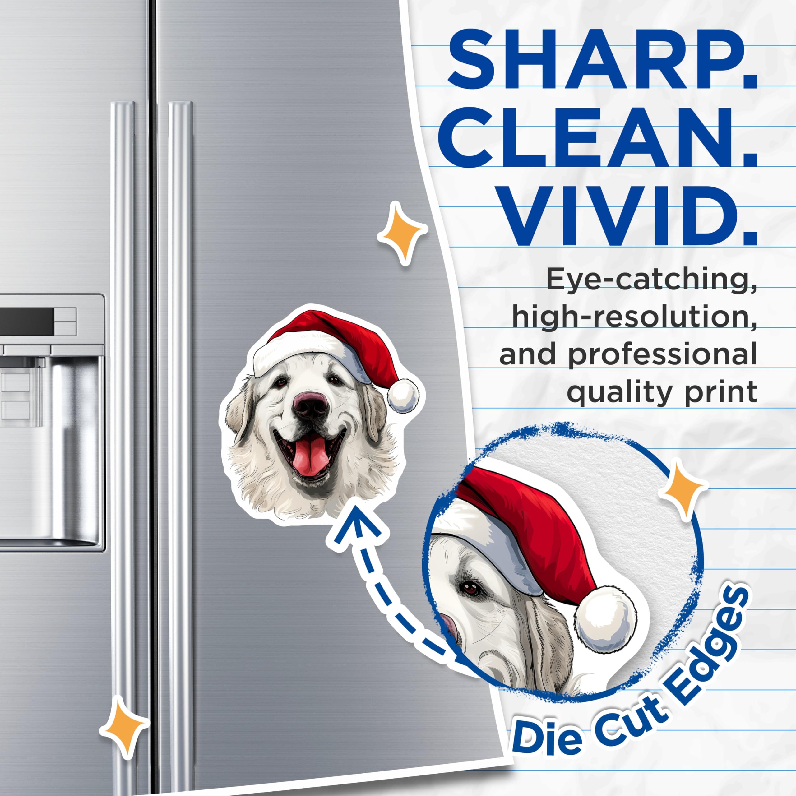 (2 Pack) Great Pyrenees Christmas Magnets - Festive Dog Decor - Dog Lover Holiday - 5 Inches On Longest Side - Thick Durable Magnet - Made in USA - MAG28527