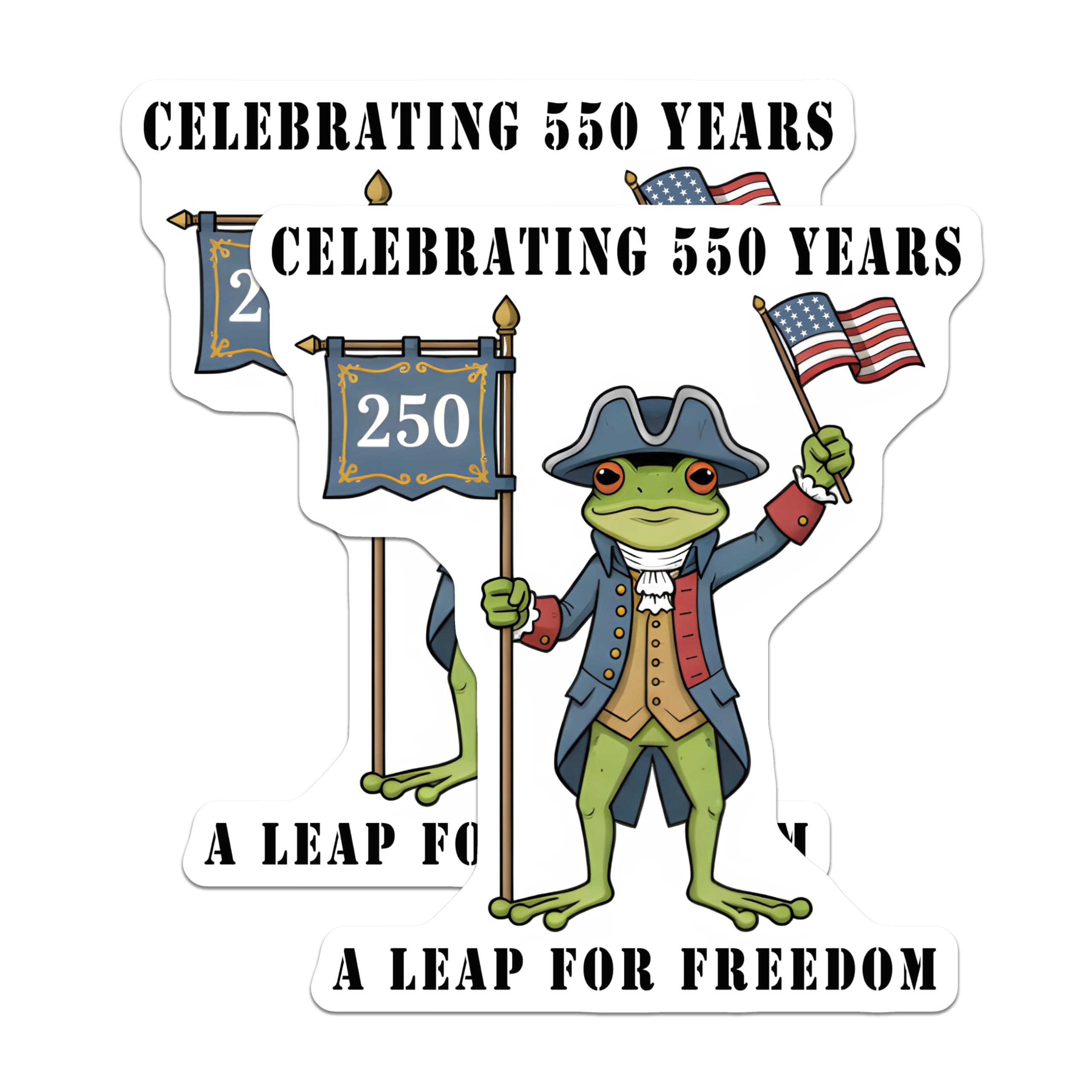 (2 Pack) Colonial Frog Magnets - Patriotic American Flag - 250th Anniversary Freedom Leap - 5 Inches On Longest Side - Thick Durable Magnet - Made in USA - MAG28275