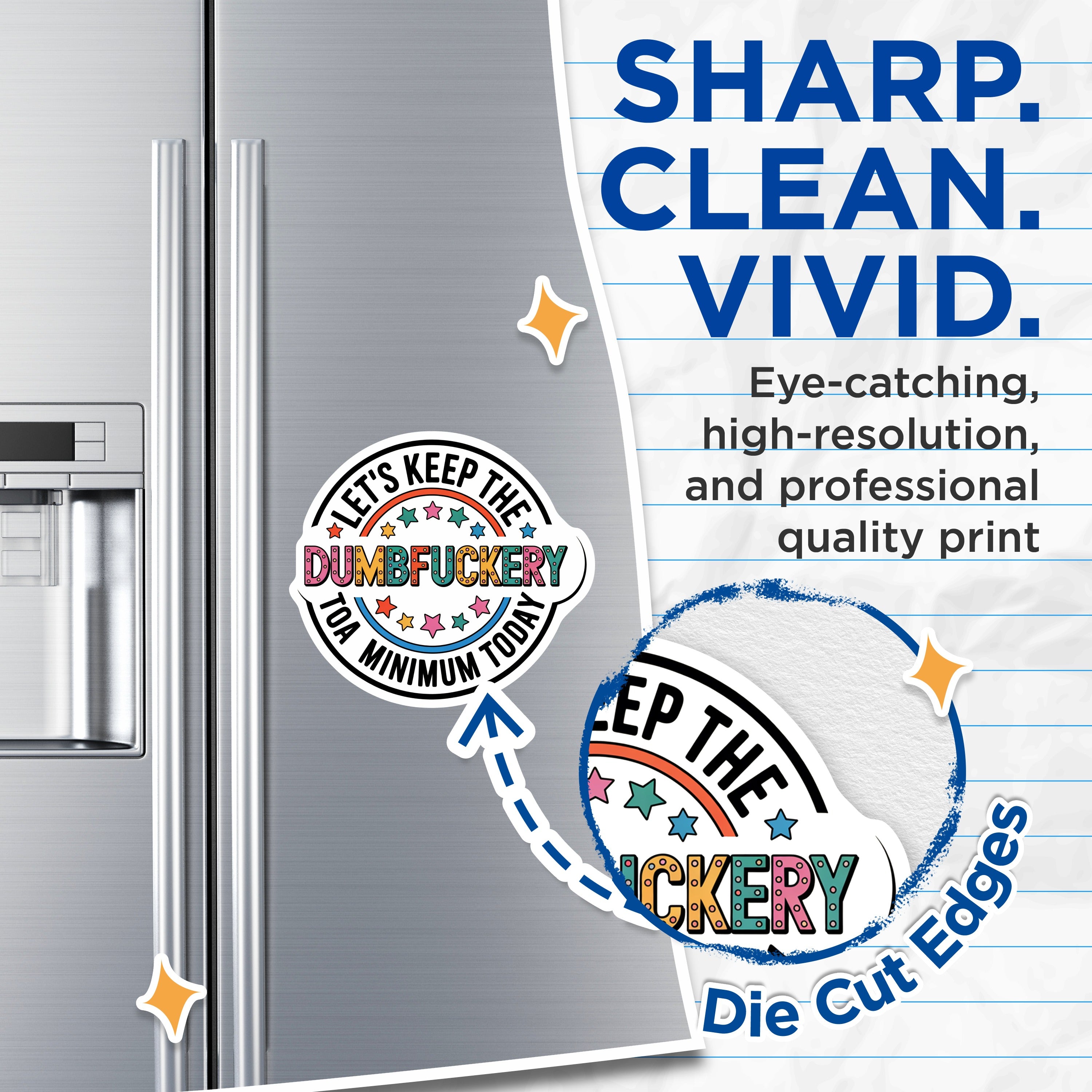 (2 Pack) Dumbfuckery Magnets - Sarcastic Office Humor - Funny Fridge Decor for Coworker - 5 Inches On Longest Side - Thick Durable Magnet - Made in USA - MAG37172