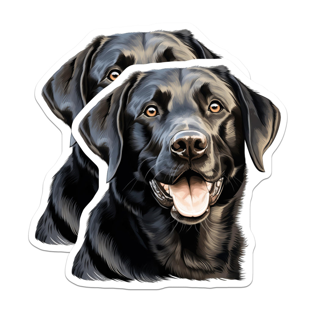 (2 Pack) Black Labrador Retriever Magnets - Happy Lab Dog Lover - Pet Portrait Fridge Decor - 5 Inches On Longest Side - Thick Durable Magnet - Made in USA - MAG29636