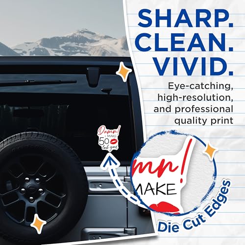 (2 Pack) Damn I Make 50 Look Good Stickers - Funny Milestone Birthday - Humorous Age Celebration Decal - 5" On Longest Side - Sticks to Smooth Flat Surfaces - Made in USA - BMCS5682