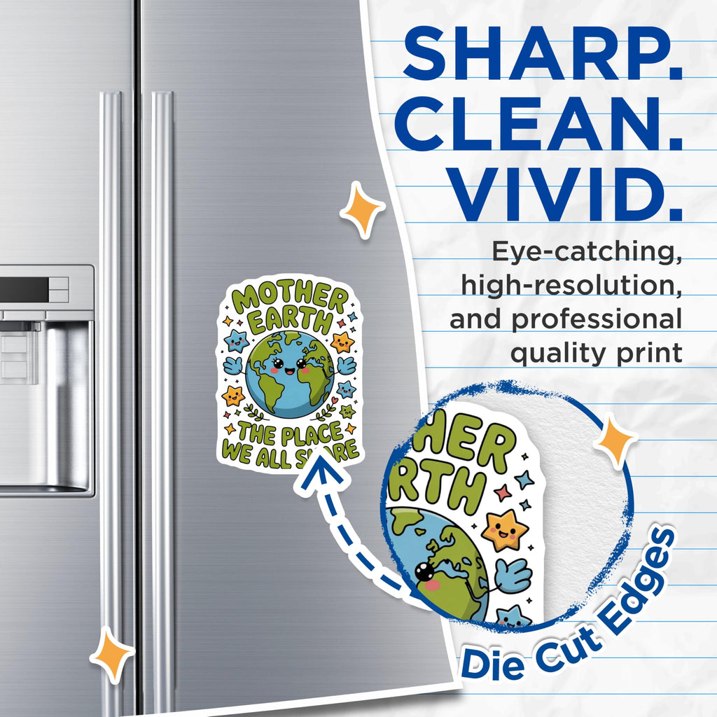 (2 Pack) Mother Earth Magnets - Happy Planet Decor - Earth Day Awareness - Global Unity Display - 5 Inches On Longest Side - Thick Durable Magnet - Made in USA - MAG22141