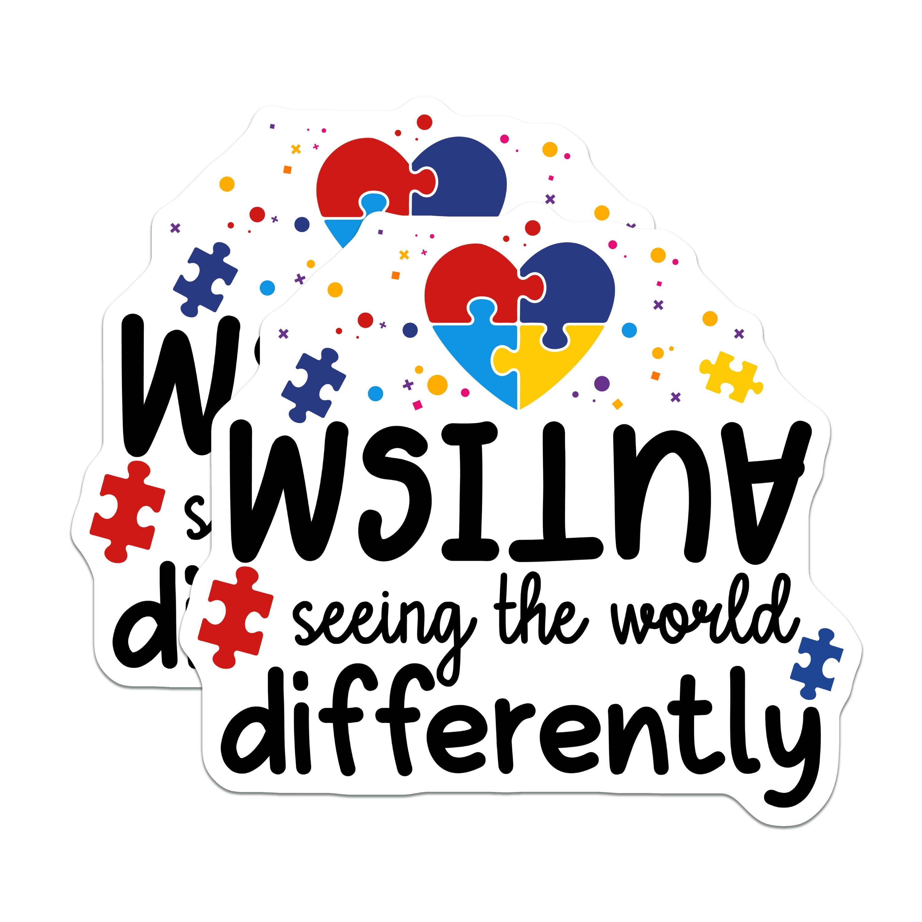 (2 Pack) Autism Awareness Magnets - Neurodiversity Support - See World Differently Puzzle Piece - 5 Inches On Longest Side - Thick Durable Magnet - Made in USA - MAG37236