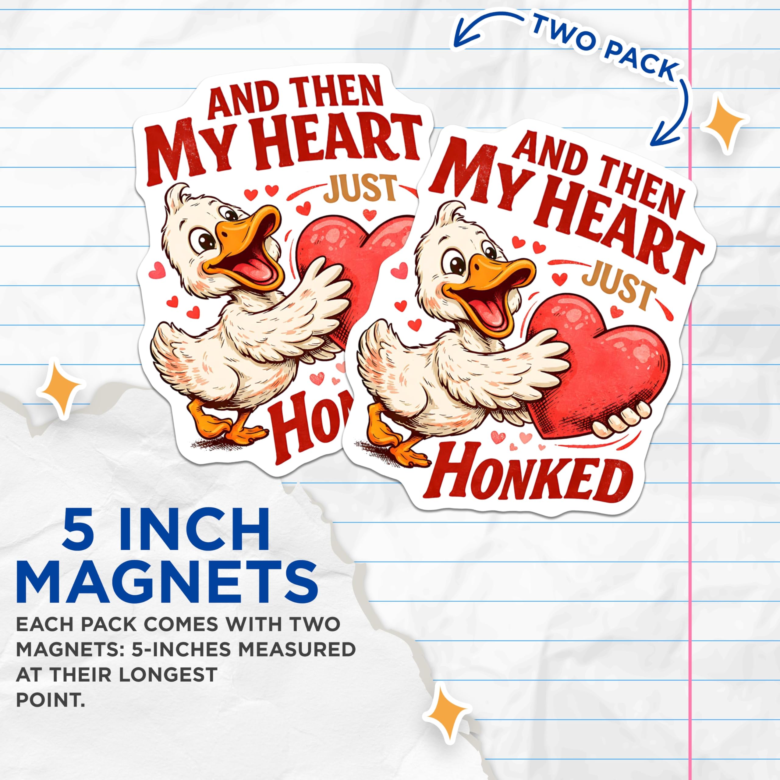 (2 Pack) Duck Holding Heart Magnets - Funny Honked Ducks - Cute Animal Magnets - 5" On Longest Side - Premium Magnet - for Cars, Refrigerators, Toolboxes, Lockers - Made in USA - MAG16931