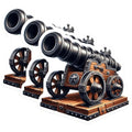 (3 Pack) Cannon Decals - Pirate Cannon Sticker - Old War Cannon Laptop Decal- 3 Inches On Longest Side - Easy Peel & Apply - Made in USA - 3MCS5499