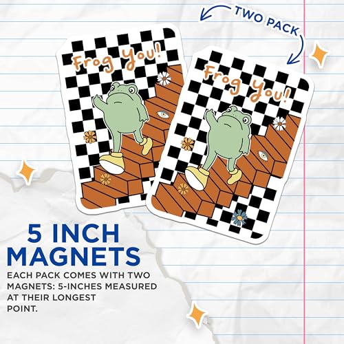 (2 Pack) Funny Frog Magnets - Quirky Frog Walking - Checkerboard Staircase Design - 5" On Longest Side - for Cars, Fridges, Toolboxes - Made in USA - MAG7113