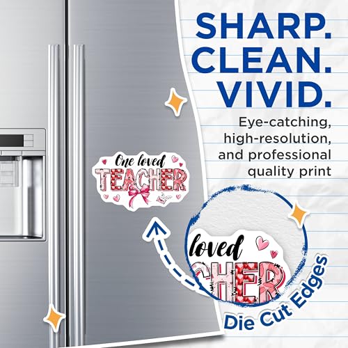 (2 Pack) Teacher Appreciation Magnets - One Loved Teacher - Classroom Decor - 5" On Longest Side - for Cars, Fridges, Toolboxes - Made in USA - MAG7643