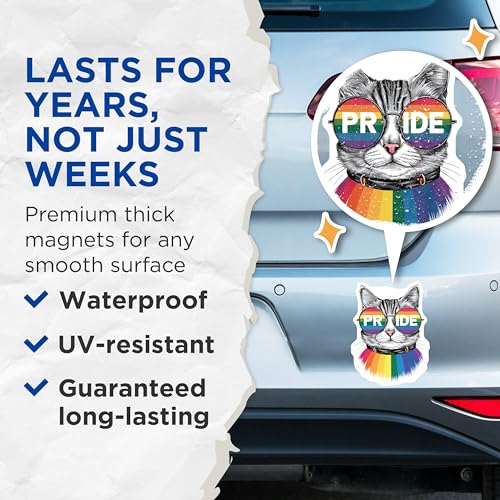 (2 Pack) LGBTQ+ Pride Decor Magnet - 5" On Longest Side - Sticks to Smooth Flat Surfaces - Made in USA - MAG9550