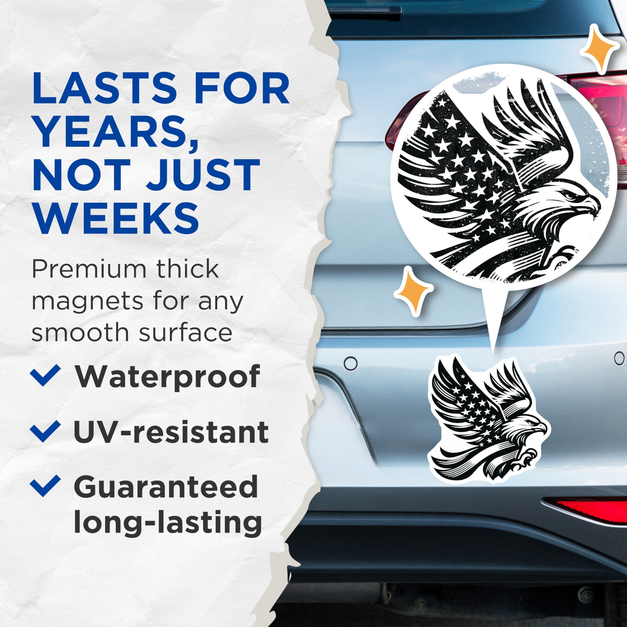 (2 Pack) American Eagle Magnets - Patriotic Decor - USA Flag Magnet - 5" On Longest Side - Premium Magnet - for Cars, Refrigerators, Toolboxes, Lockers - Made in USA - MAG16517