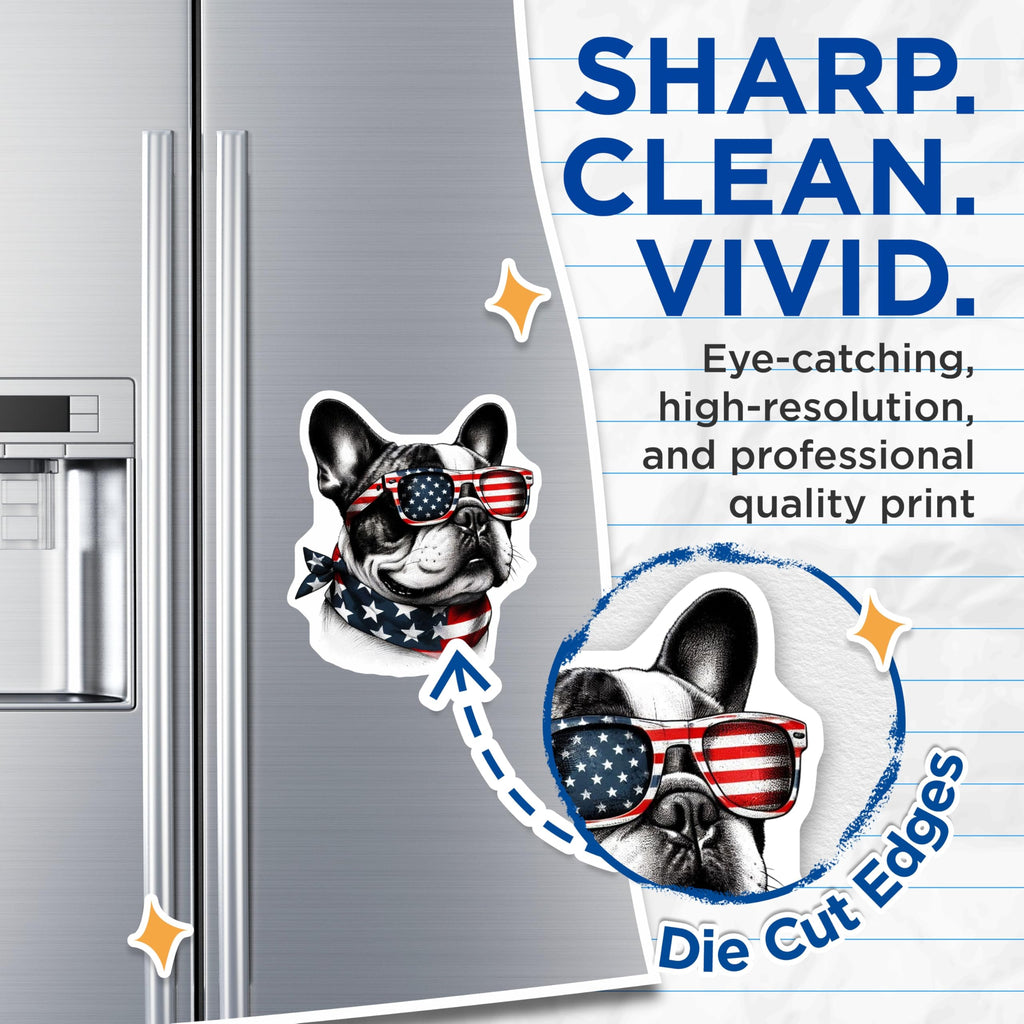 (2 Pack) Patriotic Bulldog Magnets - USA Flag Accessories - American Decor - 5" On Longest Side - Premium Magnet - for Cars, Refrigerators, Toolboxes, Lockers - Made in USA - MAG14861