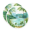 (2 Pack) Tropical Ocean Bay Magnets - Watercolor Island Landscape Art - Serene Palm Tree Coastal Scene Decor - 5 Inches On Longest Side - Thick Durable Magnet - Made in USA - MAG19911