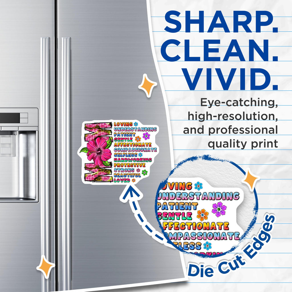 (2 Pack) Mom Affirmation Magnets - Mothers Day Appreciation - Pink Cow Print Decor - 5 Inches On Longest Side - Thick Durable Magnet - Made in USA - MAG26432