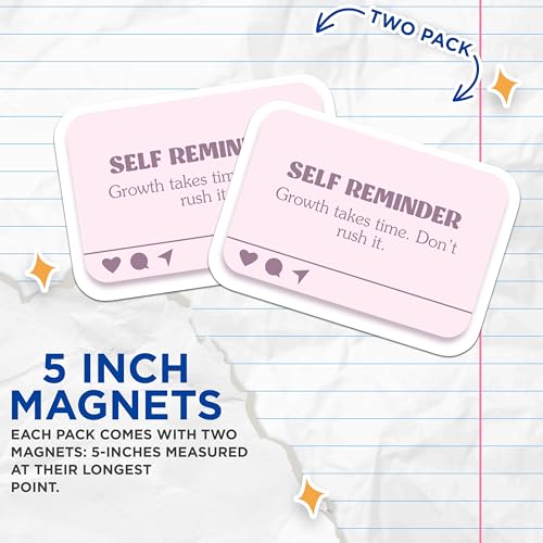 (2 Pack) Self Reminder Growth Takes Time Magnets - Inspirational Quotes - Positive Message - 5" On Longest Side - for Cars, Fridges, Toolboxes - Made in USA - MAG8328