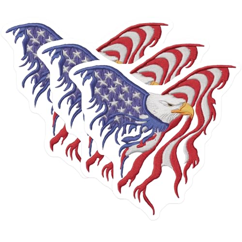 (3 Pack) American Eagle Decals - Patriotic USA Decals - Laptop Car Decals- 3 Inches On Longest Side - Easy Peel & Apply - Made in USA - 3MCS5742