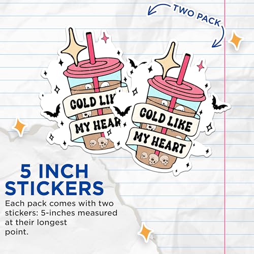 (2 Pack) Cold Like My Heart Stickers - Funny Drink Stickers - Cute Halloween Stickers - 5" On Longest Side - Sticks to Any Smooth Flat Surface - Made in USA - BMCS2876