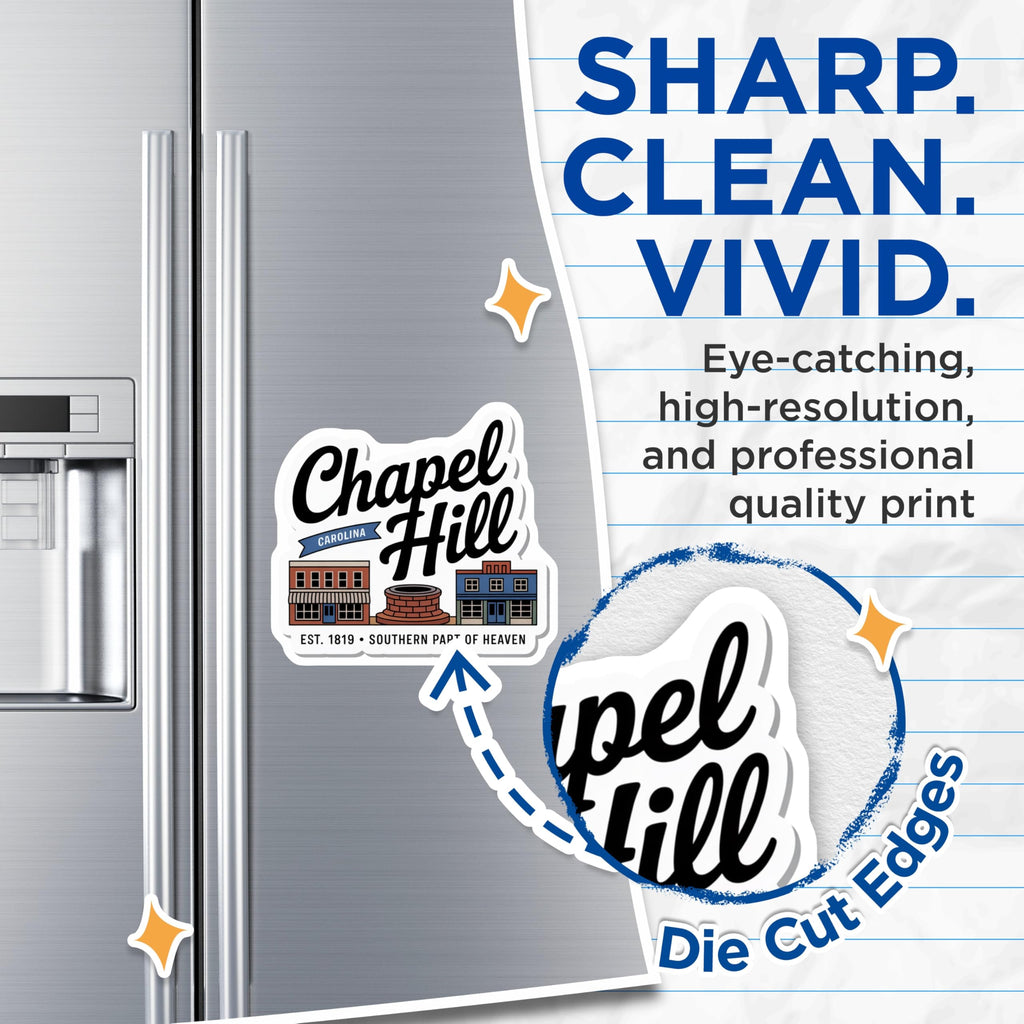 (2 Pack) Chapel Hill Magnets - North Carolina Souvenir - UNC Tar Heels Fridge Decor - 5" On Longest Side - Premium Magnet - for Cars, Refrigerators, Toolboxes, Lockers - Made in USA - MAG18741