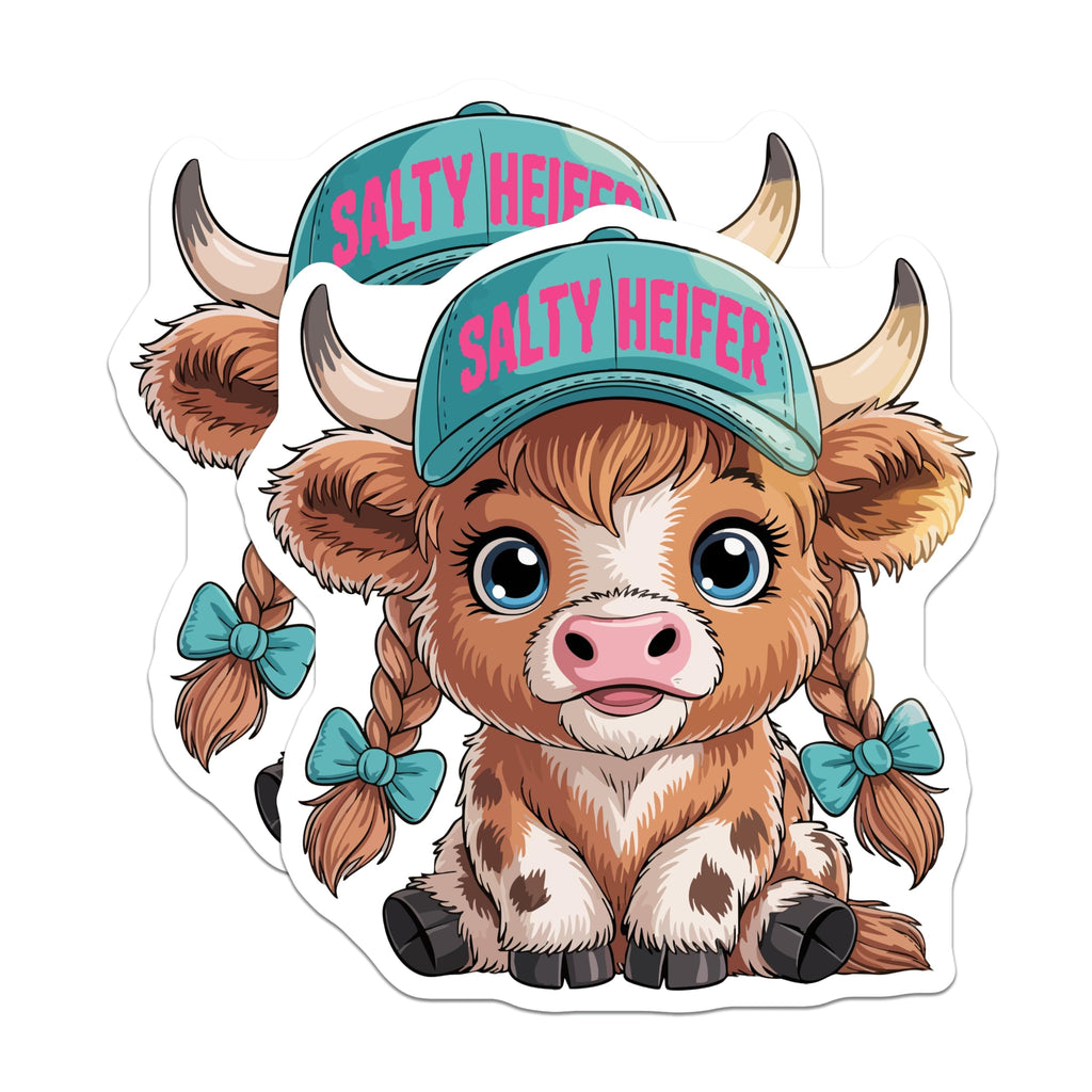 (2 Pack) Humorous Salty Heifer Magnets - Cute Farmhouse Calf Refrigerator Art - Funny Kitchen Locker Decor for Animal Lovers - 5 Inches On Longest Side - Thick Durable Magnet - Made in USA - MAG22166