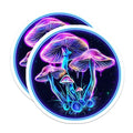 (2 Pack) Neon Mushroom Art Magnets - Psychedelic Glow - Trippy Decor - Space Mushroom Design - 5" On Longest Side - for Cars, Fridges, Toolboxes - Made in USA - MAG7048