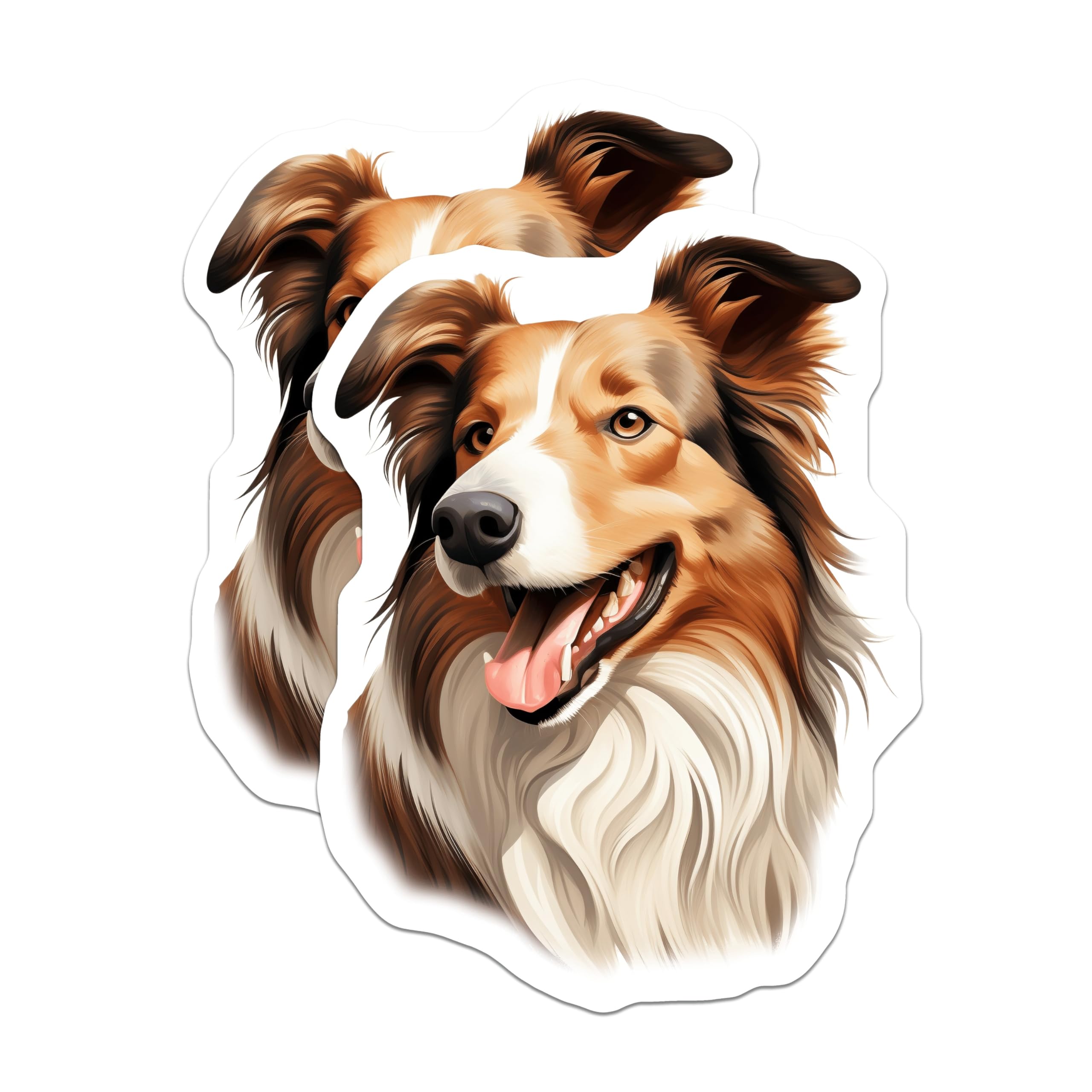 (2 Pack) Happy Collie Dog Magnets - Lifelike Pet Portrait Decor - Animal Lover Kitchen Refrigerator Magnets - 5 Inches On Longest Side - Thick Durable Magnet - Made in USA - MAG23855