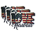(3 Pack) Love Hawaii Decals - USA Flag Decor - Patriotic Laptop Decal - 3 Inches On Longest Side - Easy Peel & Apply - Made in USA - 3MCS0302