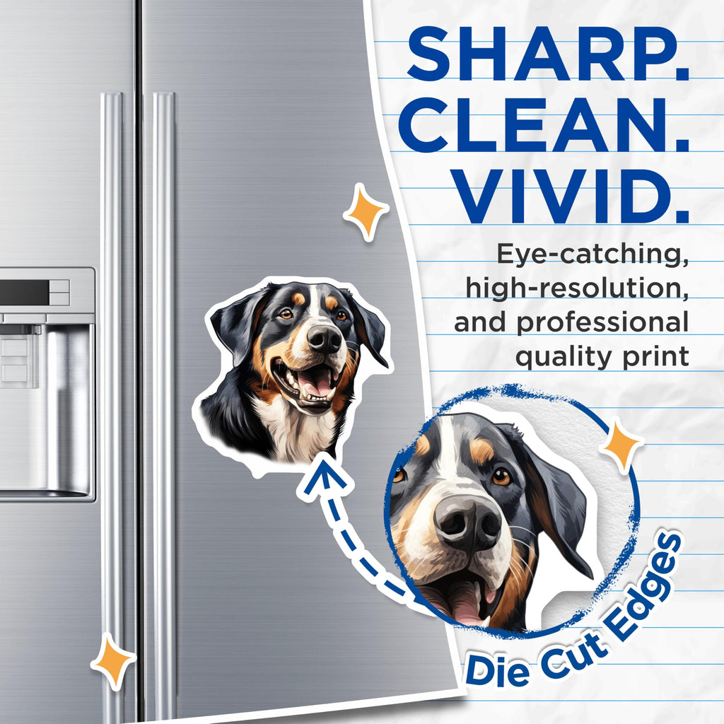 (2 Pack) Greater Swiss Dog Magnets - Bernese Mountain Dog Art - Happy Dog Owner Decor - 5 Inches On Longest Side - Thick Durable Magnet - Made in USA - MAG25489