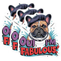 (3 Pack) French Bulldog Decals - Oui Im Fabulous - Dog in Beret Stickers - 3 Inches On Longest Side - Easy Peel & Apply - Made in USA - 3MCS7295
