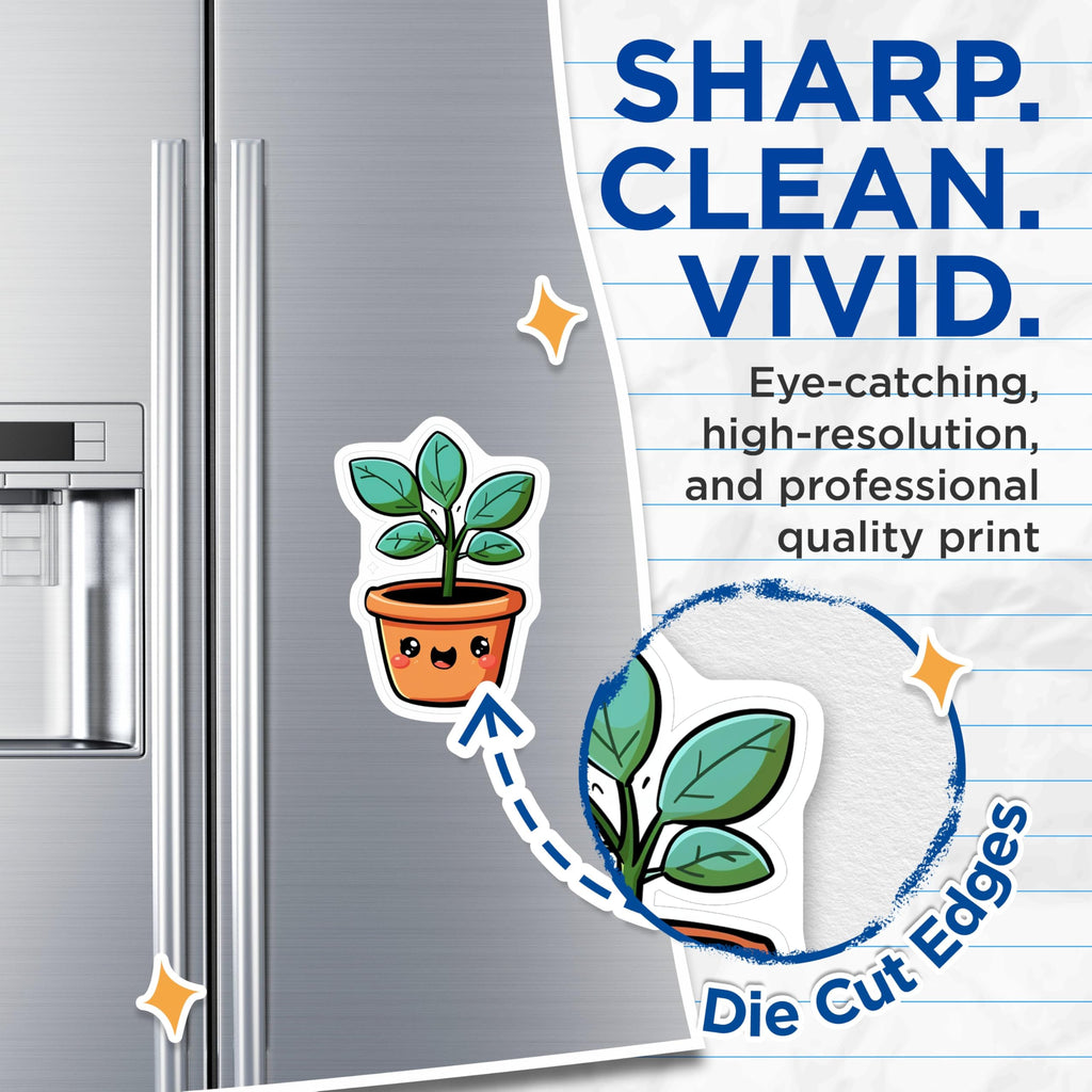 (2 Pack) Cute Plant Pot Magnets - Happy Plant Fridge - Kawaii Potted Plant Kitchen Magnets - Adorable Plant - 5" On Longest Side - for Cars, Fridges, Toolboxes - Made in USA - MAG4272