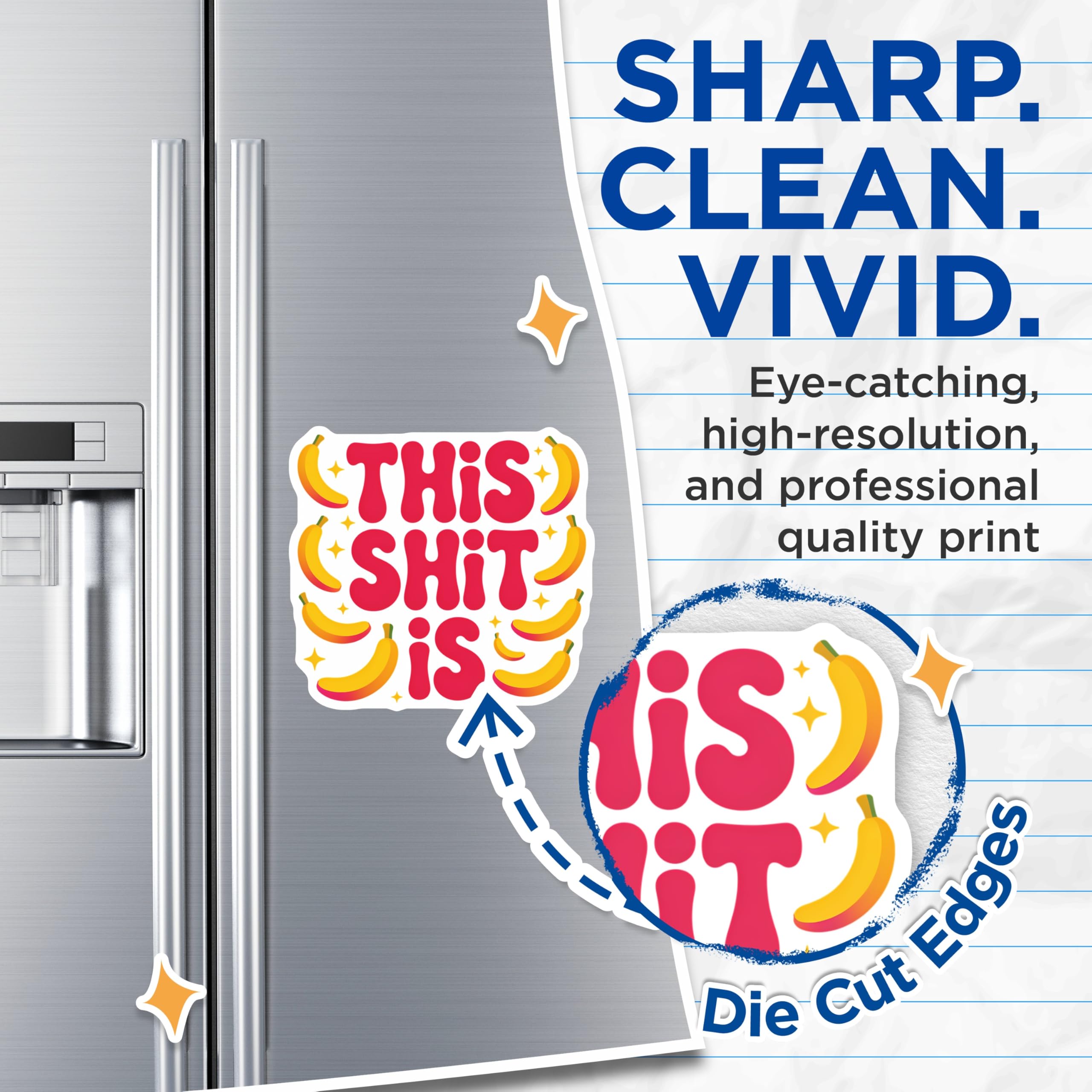 (2 Pack) This Shit is Magnets - Humorous Bubbly Quote Decor - Sarcastic Banana Fridge Locker Accessory - 5 Inches On Longest Side - Thick Durable Magnet - Made in USA - MAG21450