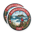 (2 Pack) North Carolina Magnets - State Seal Souvenir - Cardinal Bird Decor - 5" On Longest Side - Premium Magnet - for Cars, Refrigerators, Toolboxes, Lockers - Made in USA - MAG16188
