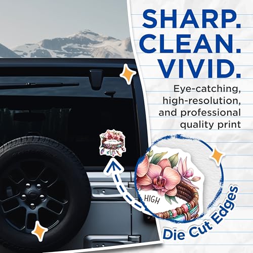 (2 Pack) Vibes High Stickers - Crystal Floral Sticker - 5" On Longest Side - Sticks to Smooth Flat Surfaces - Made in USA - BMCS8854 - BMCS8854