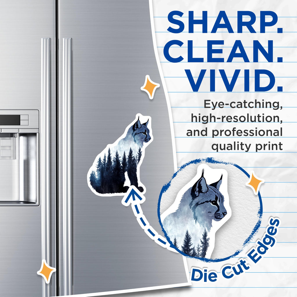 (2 Pack) Lynx Forest Magnets - Nature Lover Decor - Wildlife Art Refrigerator Magnets - 5" On Longest Side - Premium Magnet - for Cars, Refrigerators, Toolboxes, Lockers - Made in USA - MAG15524