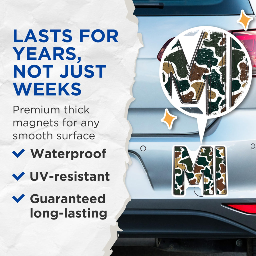 (2 Pack) Camouflage Letter M Magnets - Military Initial Decor - Alphabetical Refrigerator Magnet - 5 Inches On Longest Side - Thick Durable Magnet - Made in USA - MAG22797
