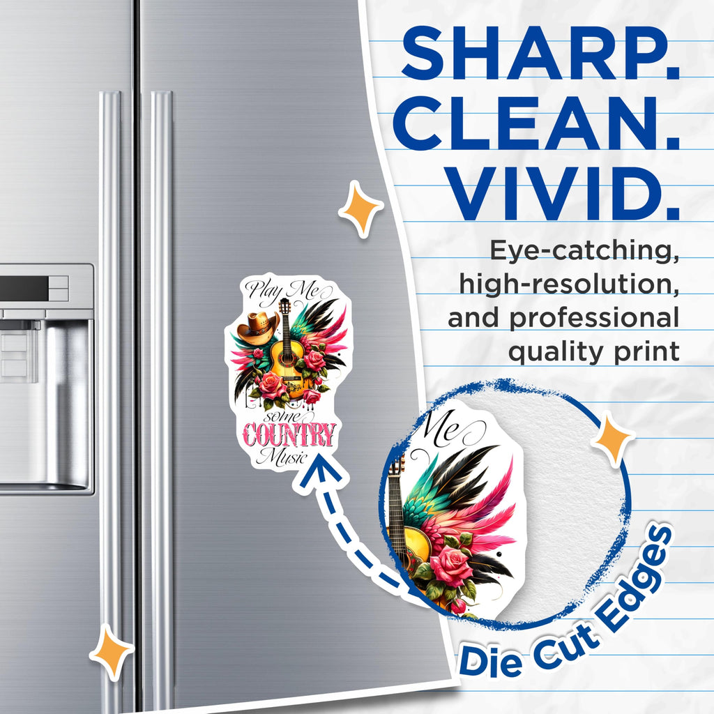 (2 Pack) Country Music Magnets - Guitar Cowboy Hat - Floral Rose Accent Magnet Set - 5" On Longest Side - Premium Magnet - for Cars, Refrigerators, Toolboxes, Lockers - Made in USA - MAG16027
