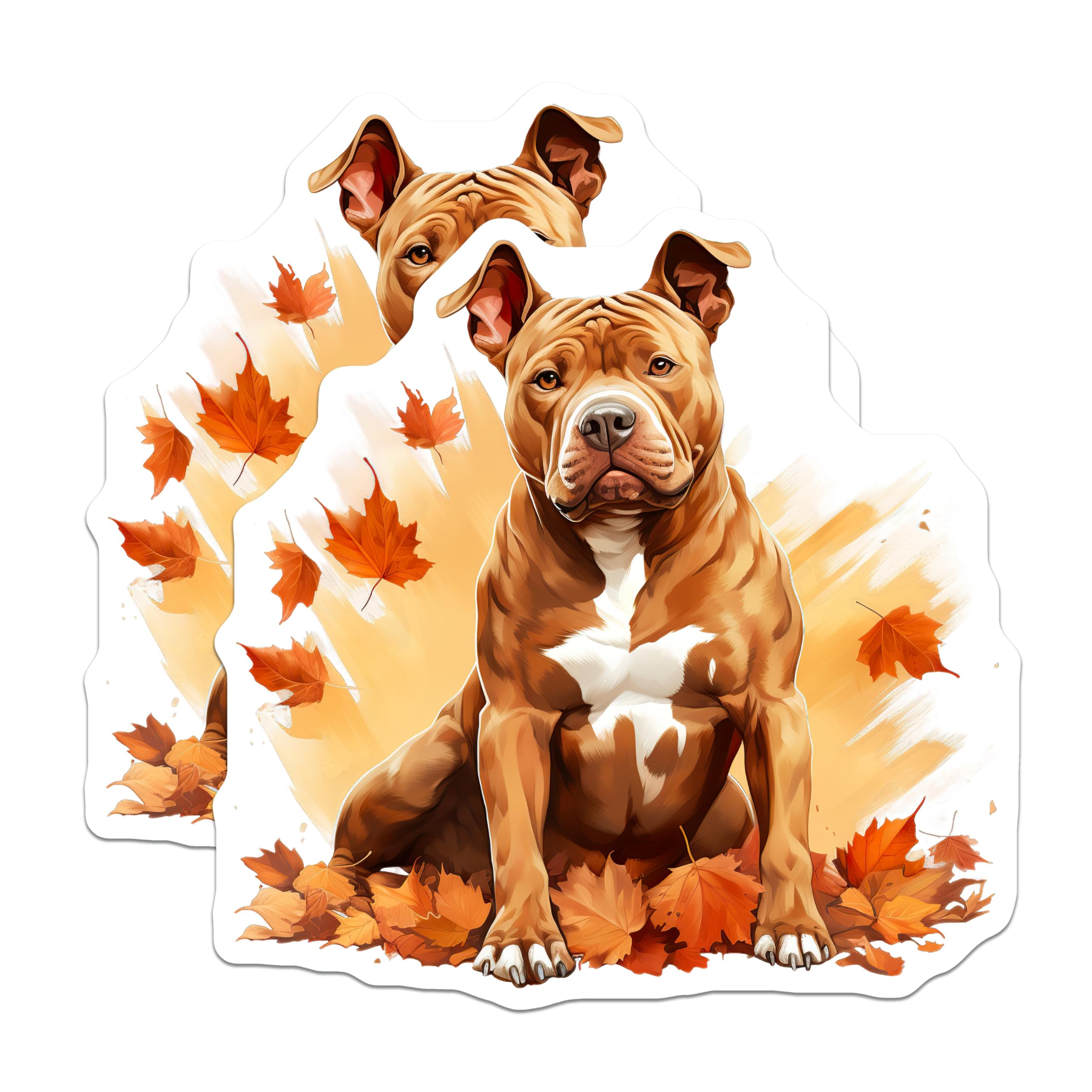 (2 Pack) Pit Bull Dog Magnets - Autumn Fall Leaves Decor - Pet Parent Fridge Locker Decor - 5 Inches On Longest Side - Thick Durable Magnet - Made in USA - MAG30301