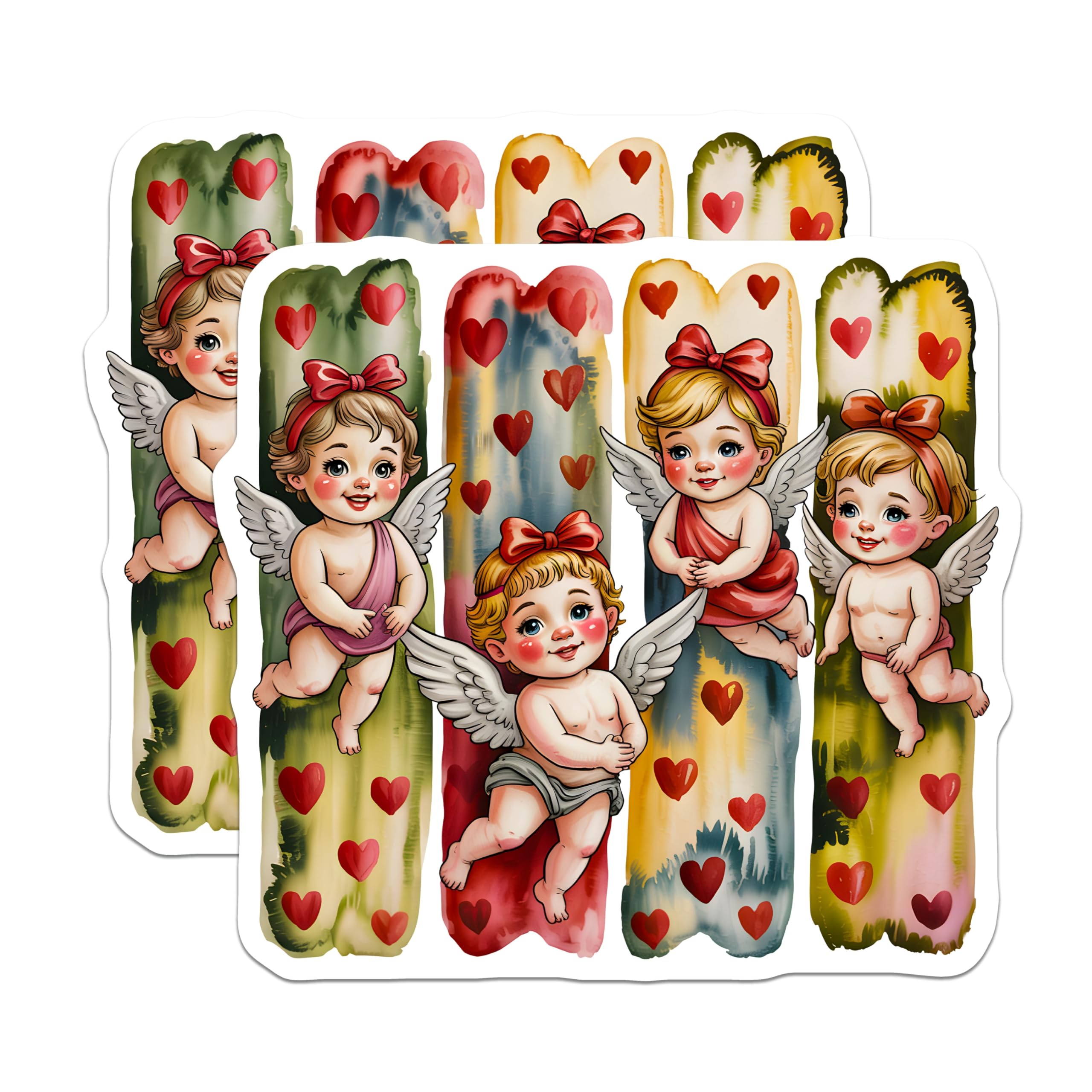 (2 Pack) Cute Cupid Magnets - Valentine Fridge Decor - Shabby Chic Kitchen Refrigerator Accent - 5 Inches On Longest Side - Thick Durable Magnet - Made in USA - MAG25806