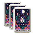 (3 Pack) Herbal Witch Decals - Tarot Card Decor - Laptop Decal - Celestial Witch Sticker - 3 Inches On Longest Side - Easy Peel & Apply - Made in USA - 3MCS4196