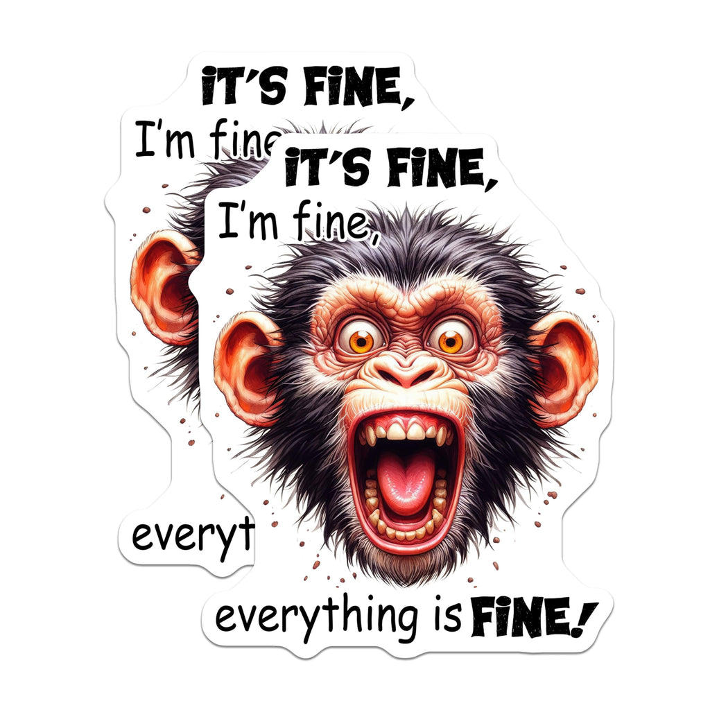 (2 Pack) Its Fine Magnets - Funny Monkey - Everything is Fine Magnets - 5" On Longest Side - Premium Magnet - for Cars, Refrigerators, Toolboxes, Lockers - Made in USA - MAG15113