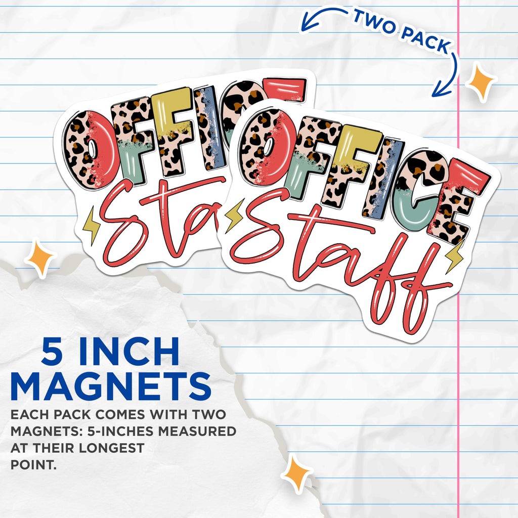 (2 Pack) Office Staff Magnets - Trendy Leopard Print Decor - Fun Coworker Employee Workplace Item - 5 Inches On Longest Side - Thick Durable Magnet - Made in USA - MAG19009