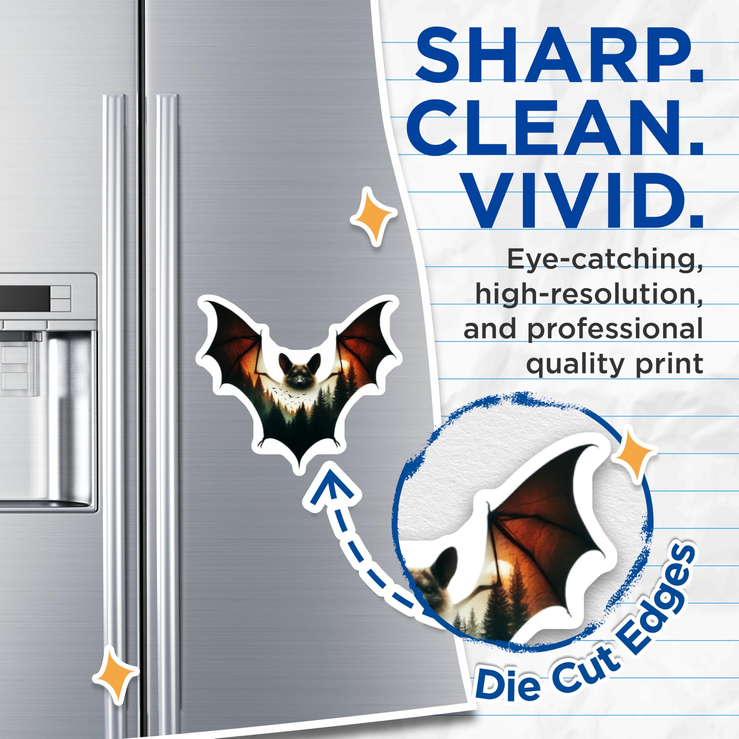 (2 Pack) Bat Magnets - Forest Scene Magnet - Animal Magnets - 5" On Longest Side - Premium Magnet - for Cars, Refrigerators, Toolboxes, Lockers - Made in USA - MAG15865