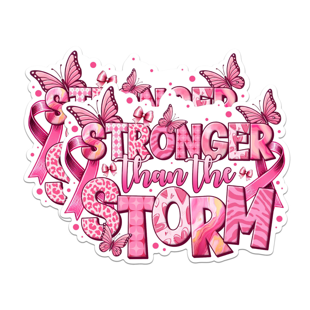(2 Packs) Stronger Than The Storm Magnets - Breast Cancer Awareness Magnets - 5 Inches On Longest Side - Premium Magnet - for Fridges, Toolboxes, Cars - Made in USA - MAG2436